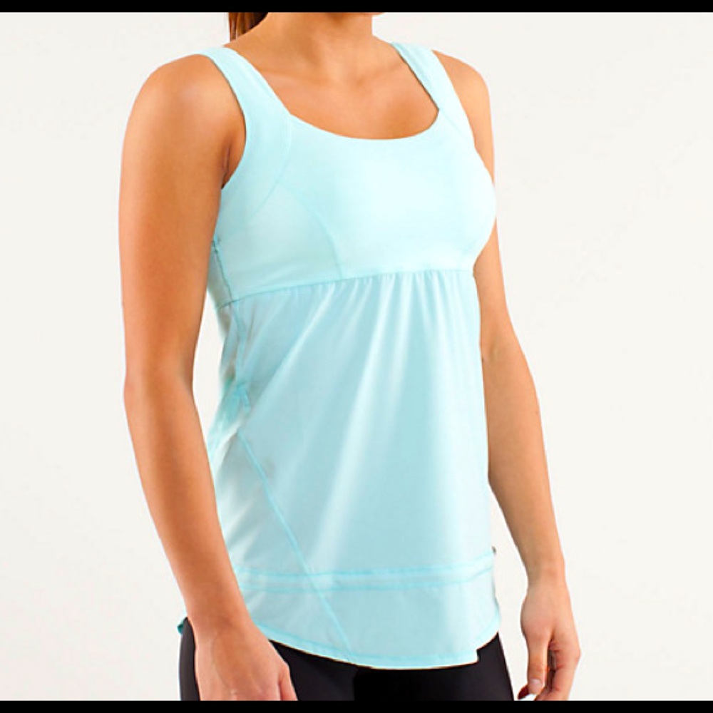 Lululemon Chase Me Tank in light teal color